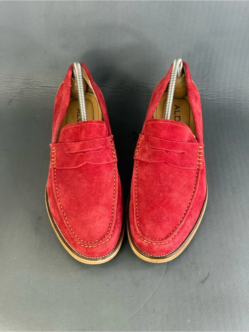 ALDO red suede Cynfran Penny Loafer shoes men’s size 9